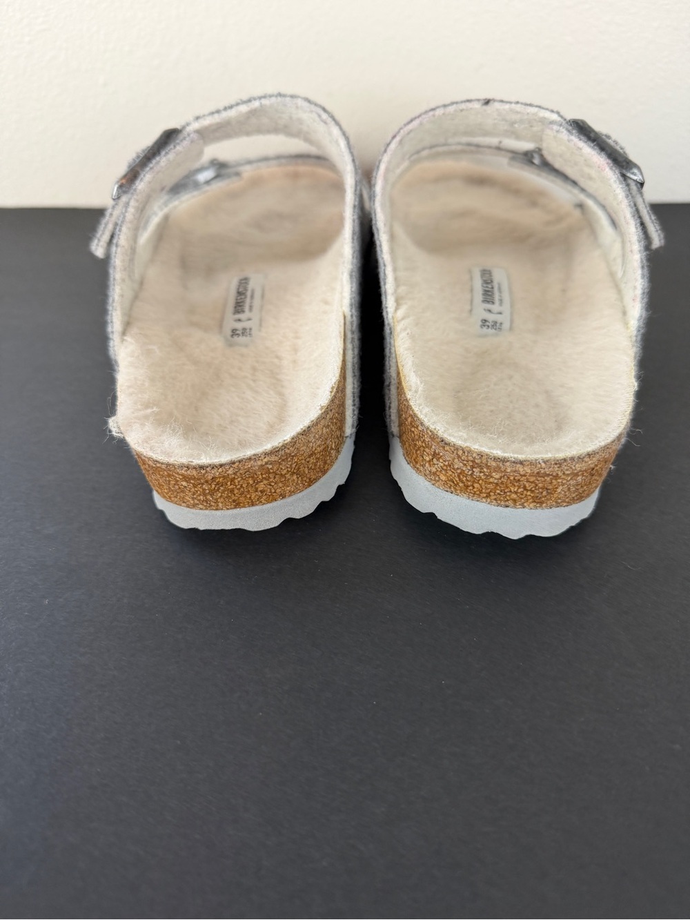 Birkenstock Arizona Happy Lamb Grey Wool Sandals - Picture 3 of 7